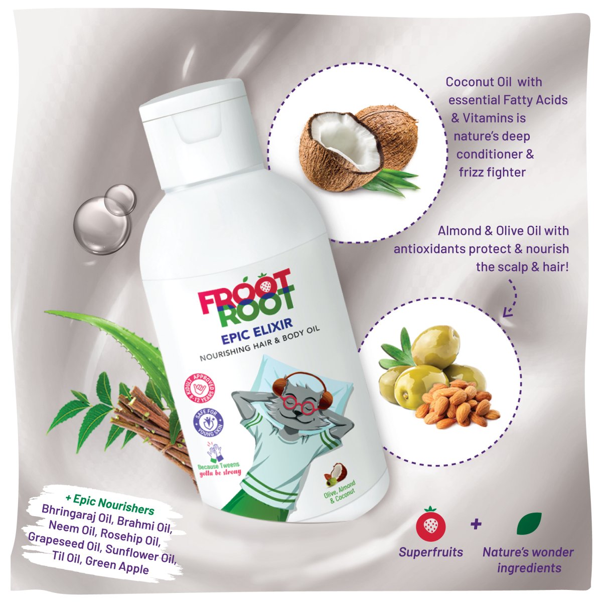 Epic Elixir Hair Oil with Vitamin E, Coconut oil , Almond and Olive oil, Bhringaraj, Brahmi
