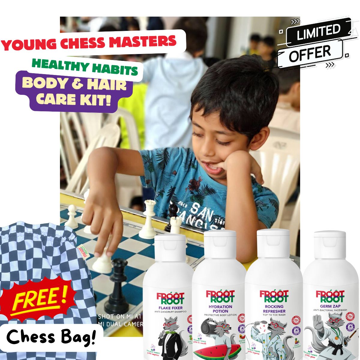 Young Chess Masters Body & Hair Care Kit - best gift for budding grandmasters !