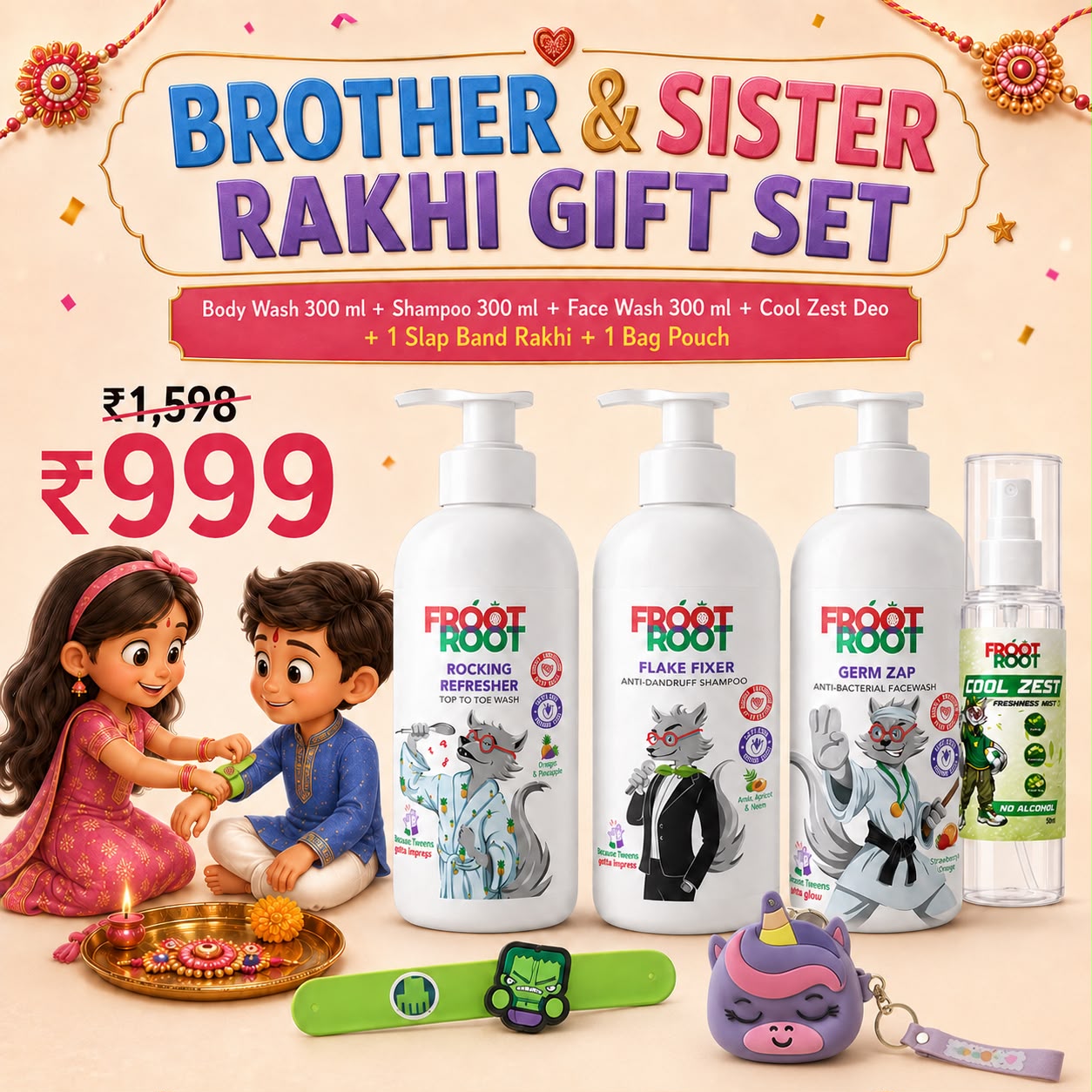 Brother & Sister Rakhi Gift Set