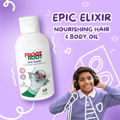 Epic Elixir Hair Oil with Vitamin E, Coconut oil , Almond and Olive oil, Bhringaraj, Brahmi