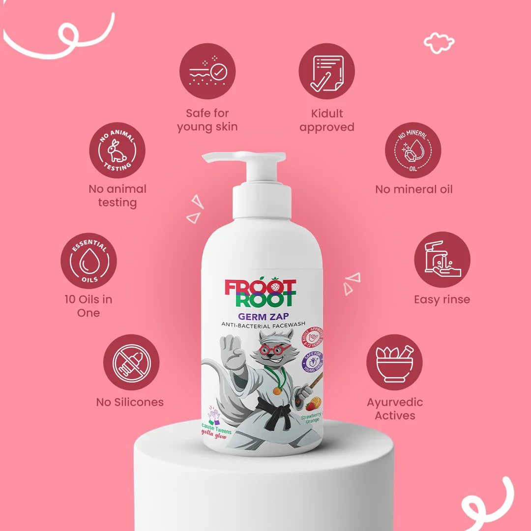 Germ Zap Anti-Bacterial Face Wash with Vitamin C, Neem, Orange, Karanja, Strawberries