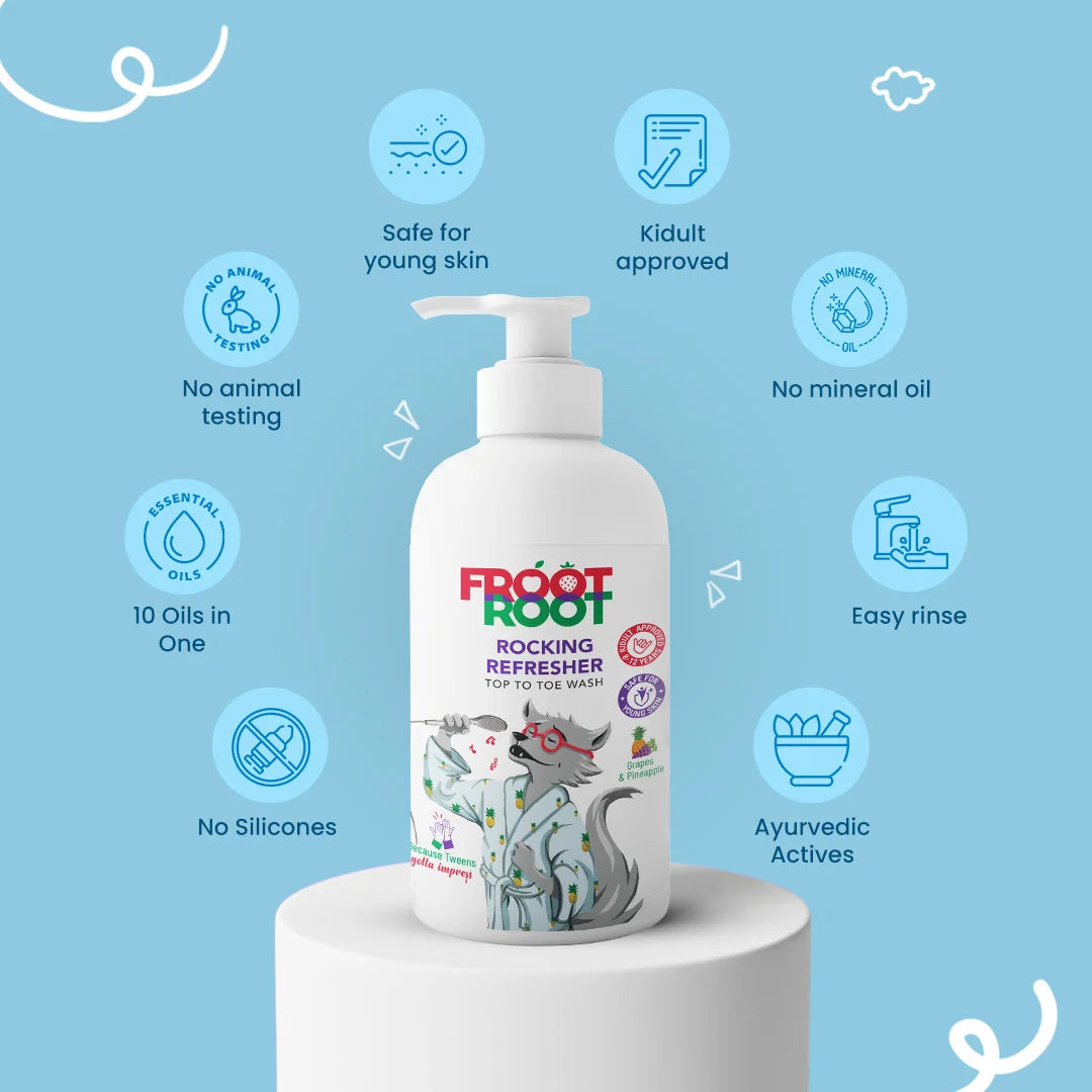Rocking Refresher Top To Toe 2-in-1 Wash with Vitamin C, Grapes, Pineapple, Tulsi, Aloevera, Neem, Turmeric, Jasmine