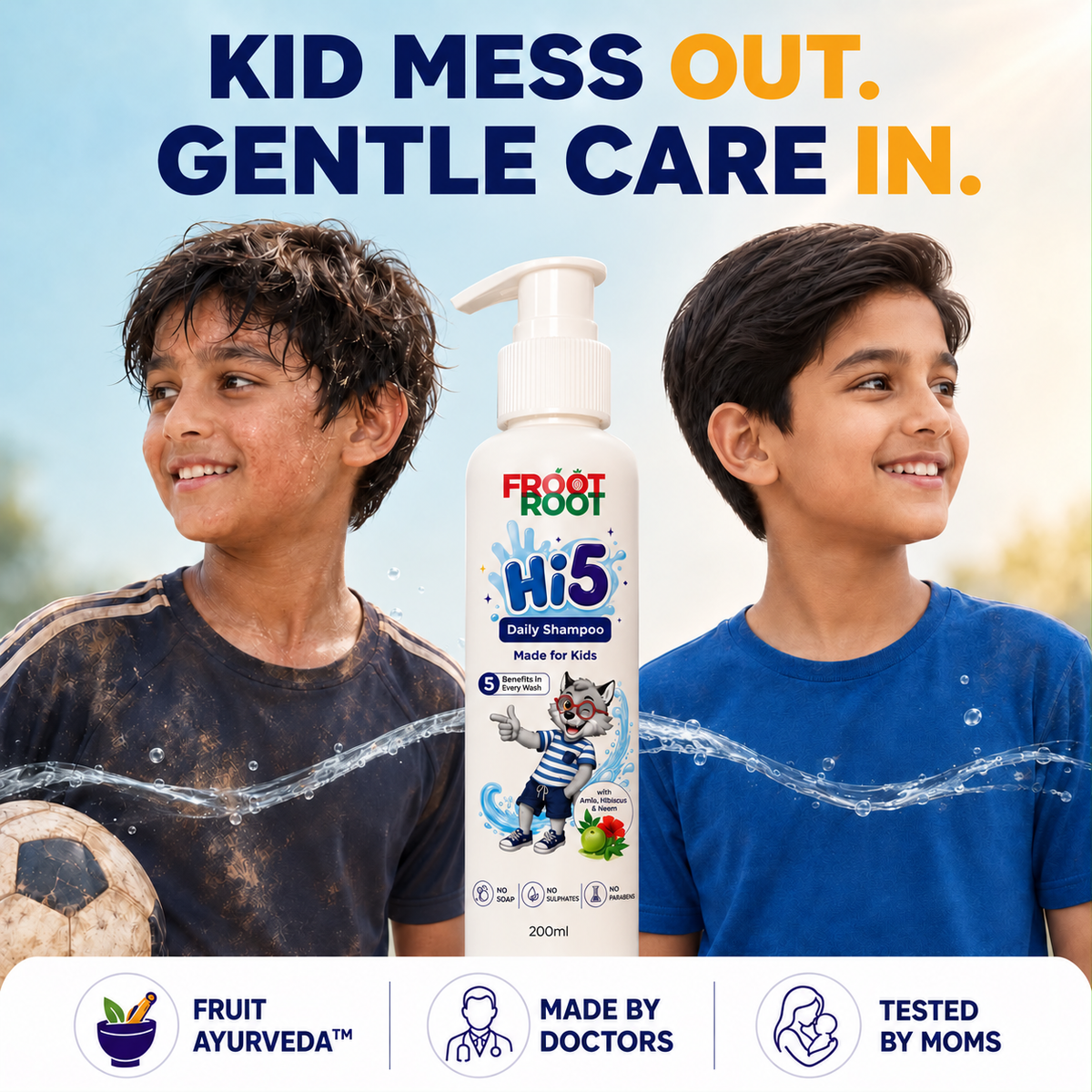 Froot Root Hi5 Daily Shampoo 200 ml pump bottle – boy care