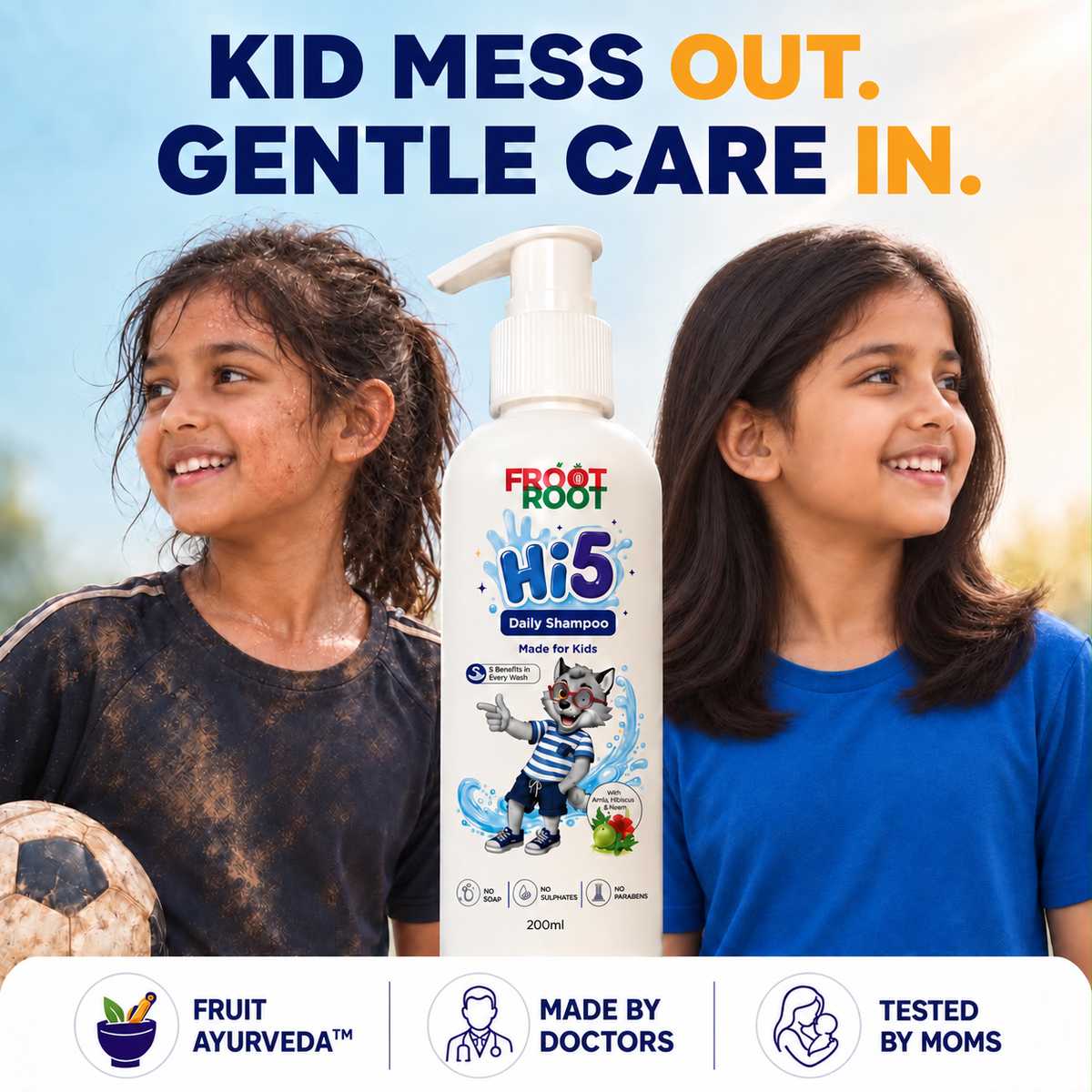 Froot Root Hi5 Daily Shampoo 200 ml pump bottle – girl care