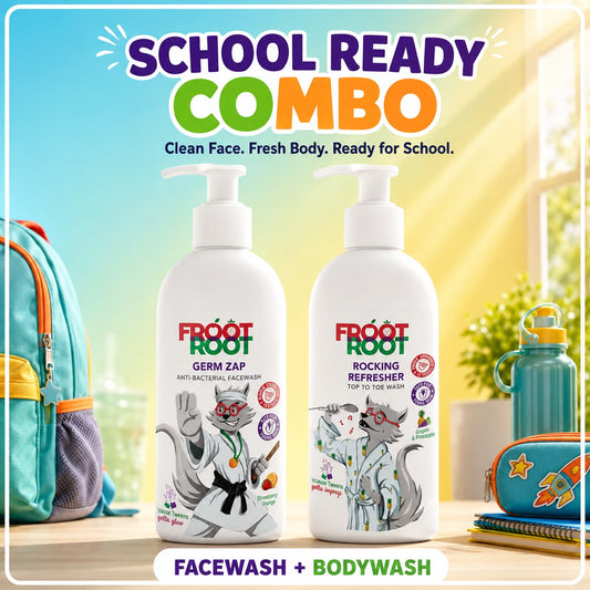 Froot Root School Care Combo – Germ Zap Face Wash 300 ml and Rocking Refresher Body Wash 300 ml
