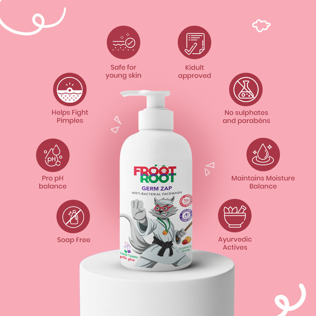 Germ Zap Anti-Bacterial Face Wash with Vitamin C, Neem, Orange, Karanja, Strawberries