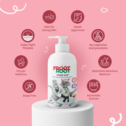 Germ Zap Anti-Bacterial Face Wash with Vitamin C, Neem, Orange, Karanja, Strawberries