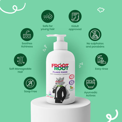Flake Fixer Anti Dandruff Shampoo with Vitamins A & E, Amla, Apricot, Neem, Bhringaraj, Methi