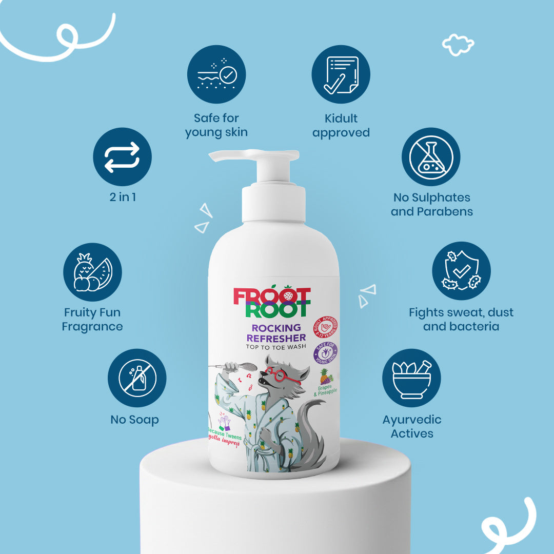 Rocking Refresher Top To Toe 2-in-1 Wash with Vitamin C, Grapes, Pineapple, Tulsi, Aloevera, Neem, Turmeric, Jasmine