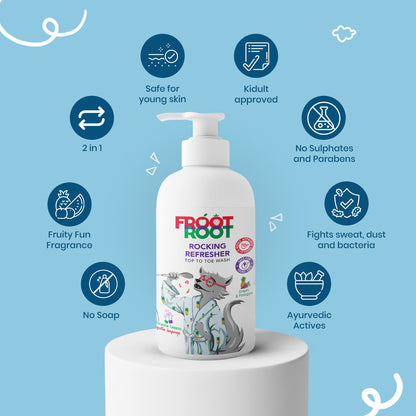 Rocking Refresher Top To Toe 2-in-1 Wash with Vitamin C, Grapes, Pineapple, Tulsi, Aloevera, Neem, Turmeric, Jasmine